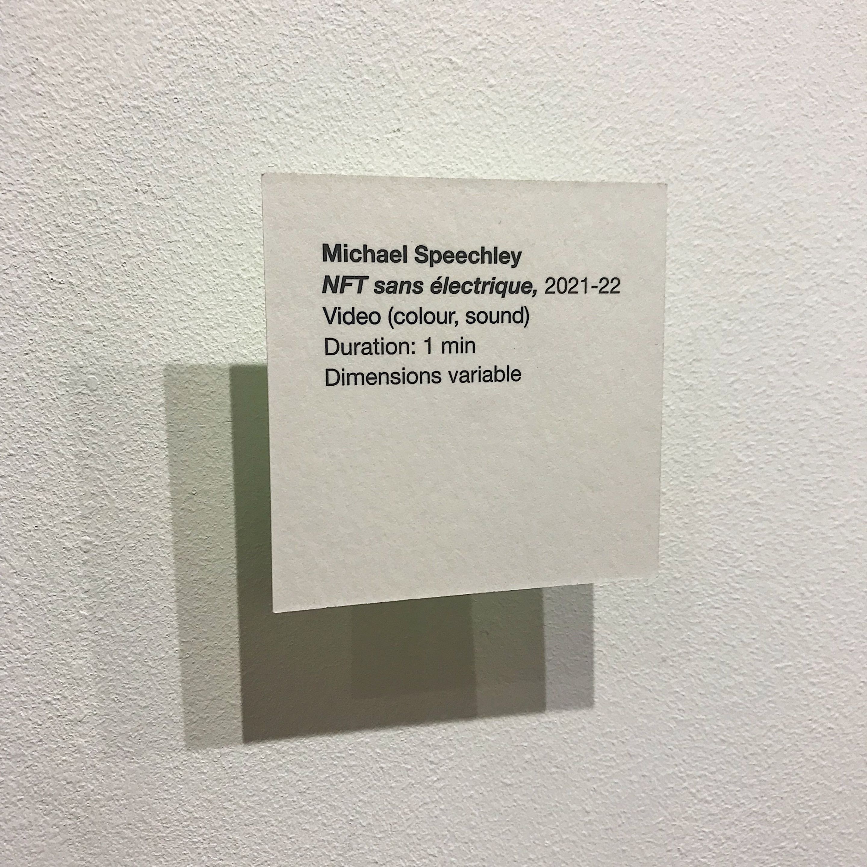 NFT sans électrique (2021-2022), Michael Speechley